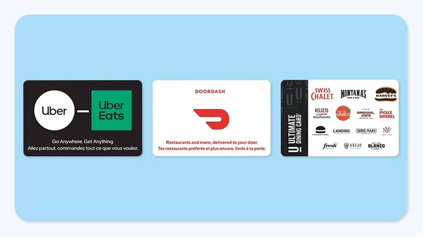 Dining gift cards
