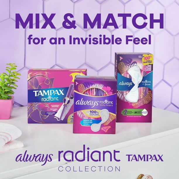 Tampax Radiant Tampons Duo Pack with LeakGuard Braid, Regular
