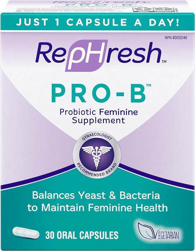 RepHresh Pro-B Probiotique pour Femmes Adultes, Aide à Équilibrer la Levure et les Bactéries avec Juste 1 Capsule par Jour, 30 Capsules