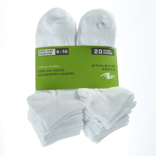 Athletic Works Women's 20-Pack of Low-Cut Socks, One Size 