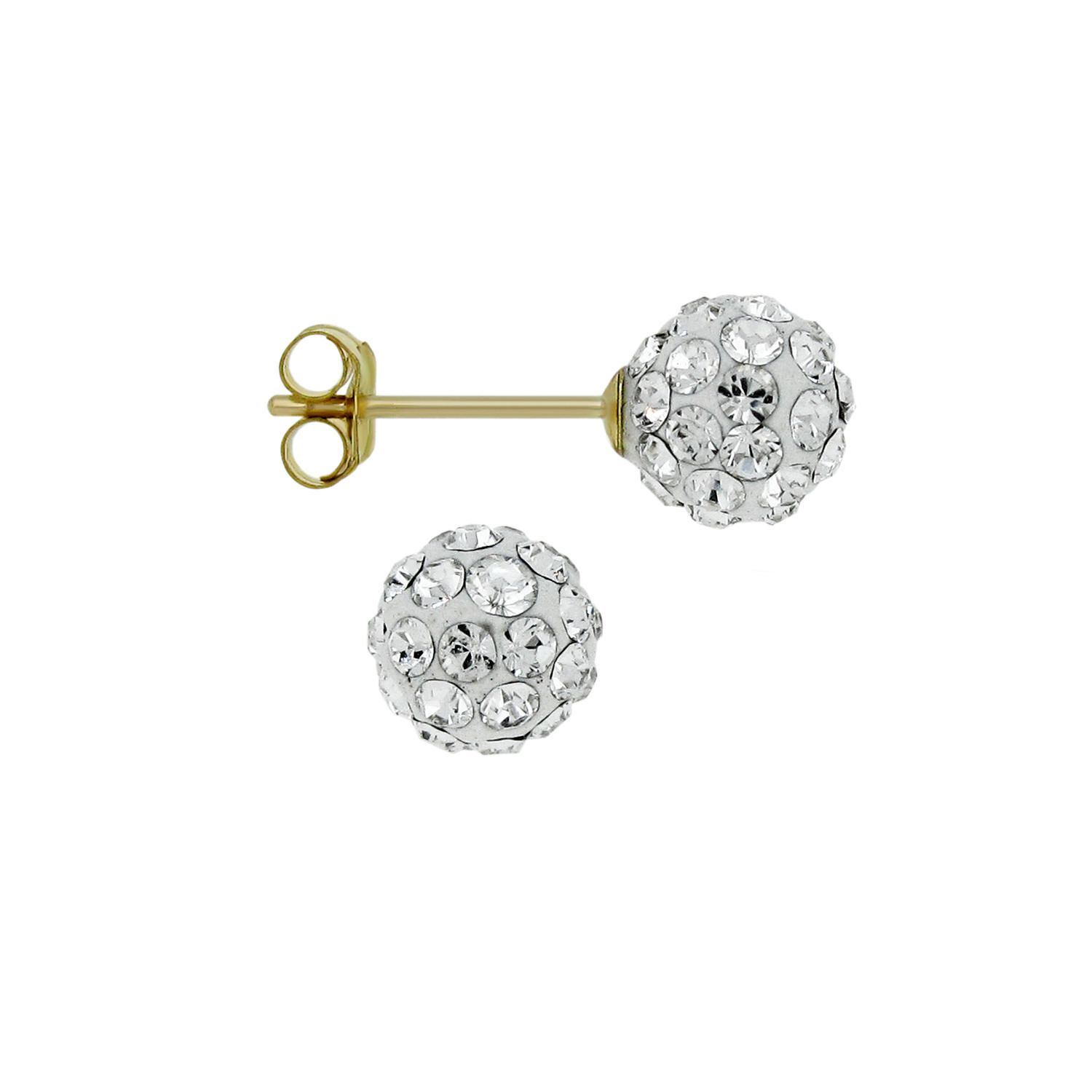 Aurelle- 10KT Yellow Gold Boxed Earrings with 5.8mm Swarovski Crsytals ...