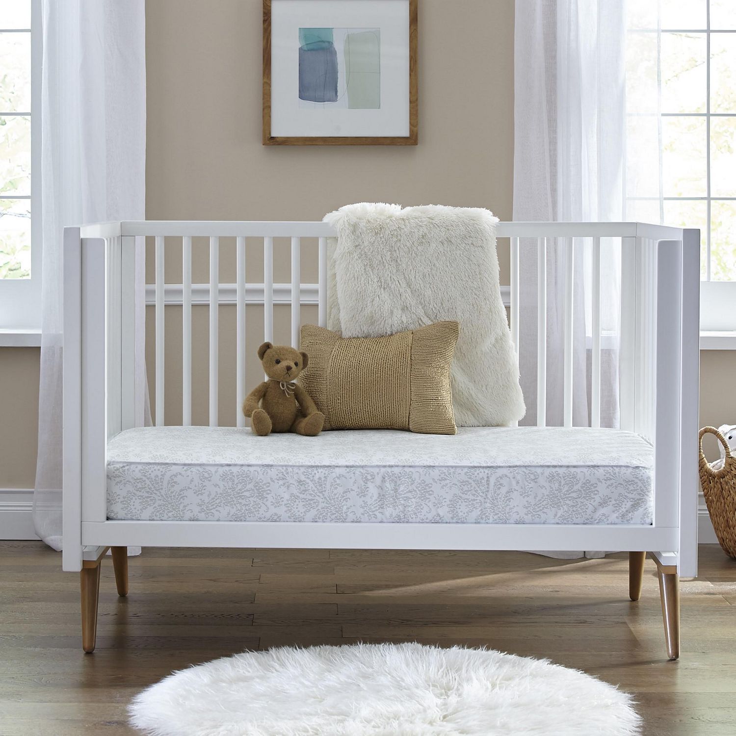 White Ortho Rest Crib and Toddler Mattress Sealy Baby 