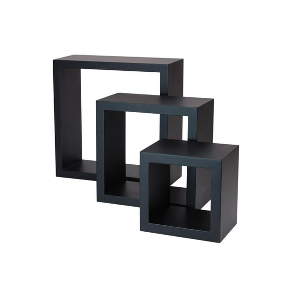 Ens. étagères hometrends cubes muraux en noir Tailles 5 x 5 x 3¾