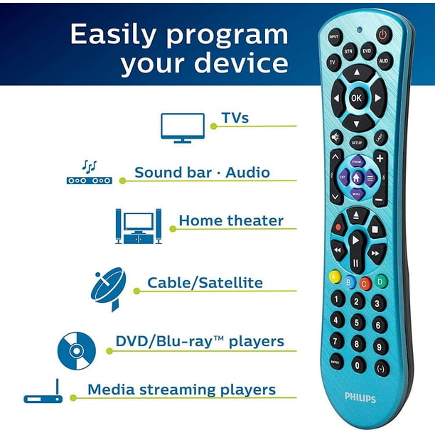 Télécommande universelle de Philips pour 4 appareils - Bleu électrique