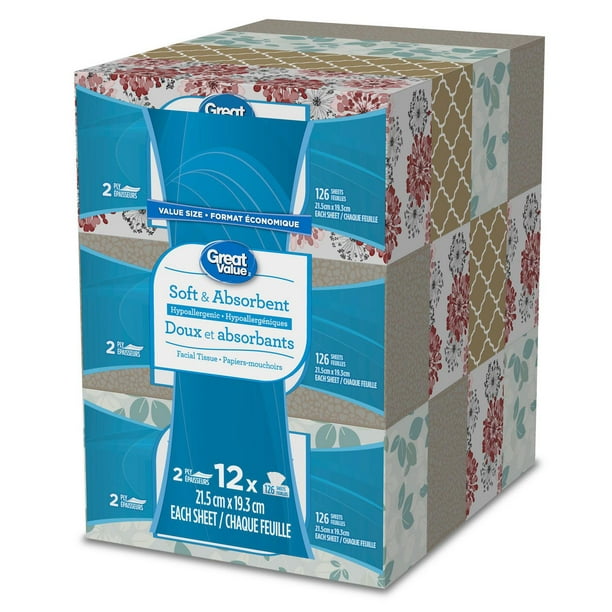 Papiers-mouchoirs pour soins quotidiens Scotties Original,  hypoallergéniques et testés par les dermatologues, 18 boîtes, 126 papiers- mouchoirs par boîte 18 boîtes, 126 papiers-mouchoirs par boîte 