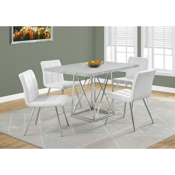 Monarch Specialties Dining Table, 48" Rectangular, Small, Kitchen, Dining Room, Metal, Laminate, Grey, Chrome, Contemporary, Modern
