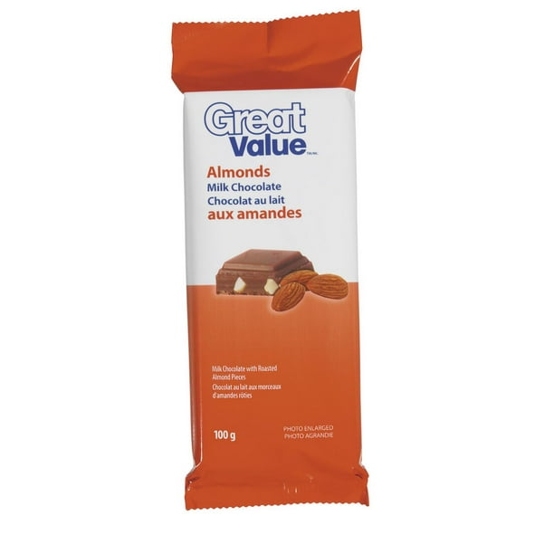 Great Value Milk Chocolate with Almonds Bar, 100 g, 100 g Walmart.ca