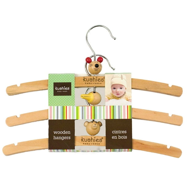 Kushies Cintres en bois pour bébé - paquet de 3
