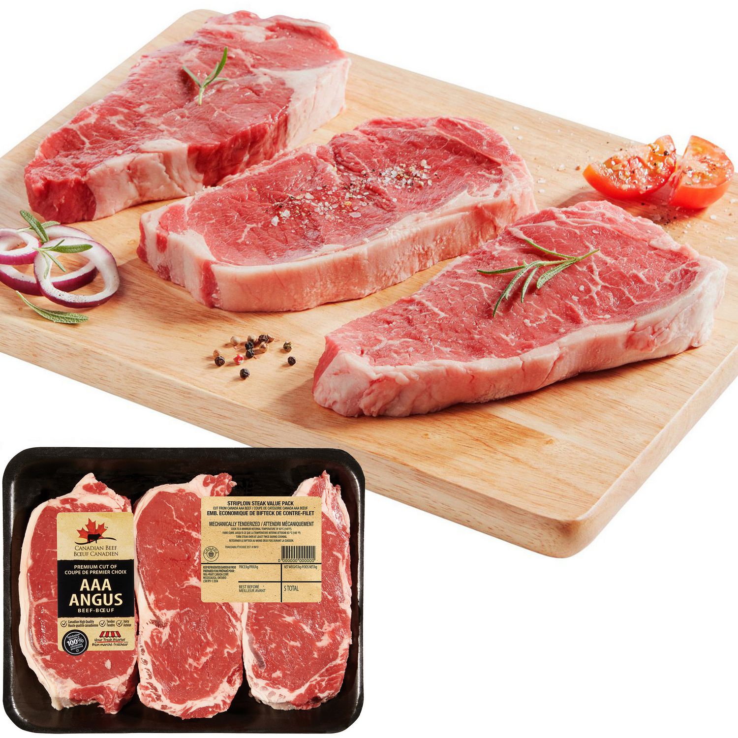 AAA Angus Beef Strip Loin Steak Value Pack, Your Fresh Market Walmart