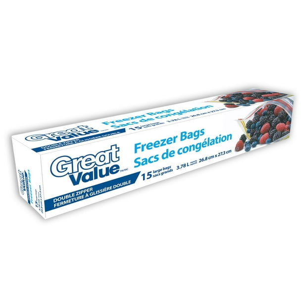 Great Value Large Double Zipper Freezer Bags Walmart.ca