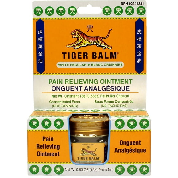 Tiger Balm Pain Relieving Ointement , White Regular, 18 g, Proven relief for joint and muscle pain.