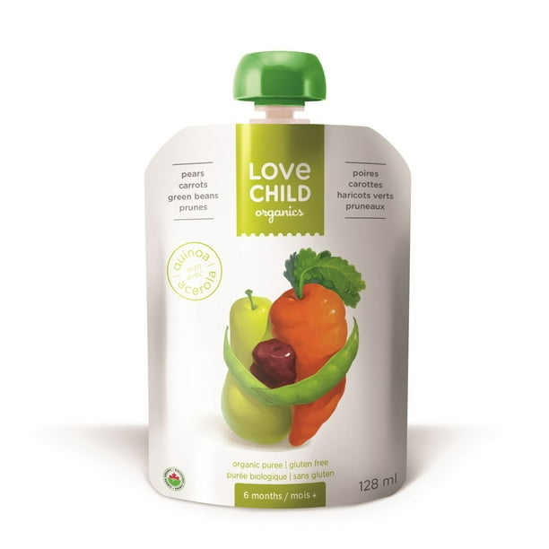 Love Child Organics Purée de bébé Super Mélanges - Poires, carottes, haricots verts, pruneaux