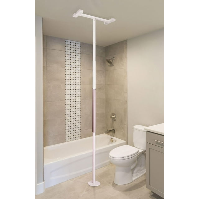 Stander Wonder Pole Slim, Tension Mounted Security Pole, Elderly Floor to Ceiling Grab Bar for Seniors, Bathroom Grab Bar Safety Rail, Supports 300 lbs, Black