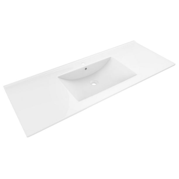 Lavabo plateau en céramique blanc pour robinet simple American Imaginations, 121cm de largeur et 45,72cm de profondeur.