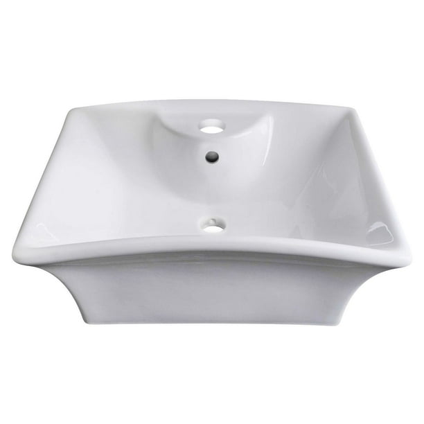 Lavabo vasque rectangulaire American Imaginations, 50,8 cm de largeur par 43,18 cm de profondeur, couleur blanc, pour robinet simple.