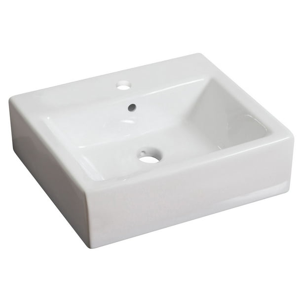Lavabo vasque rectangulaire American Imaginations, 50,8 cm de largeur par 45,72 cm de profondeur, couleur blanc, pour robinet simple.
