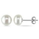 Boucles d'oreille Miadora avec perles d'eau douce blanches cultivées en forme de bouton 7,5-8 mm, en argent sterling – image 1 sur 2
