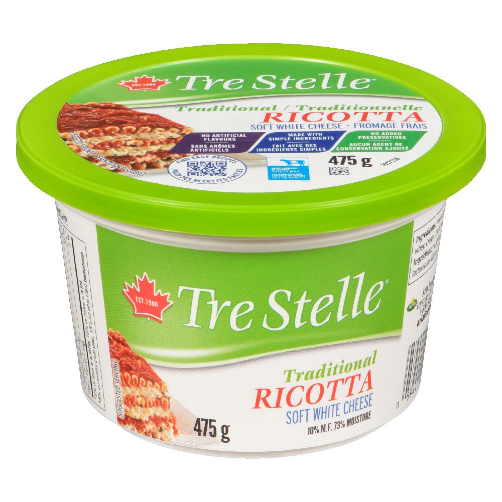 Fromage ricotta traditionnel Tre Stelle 475 g