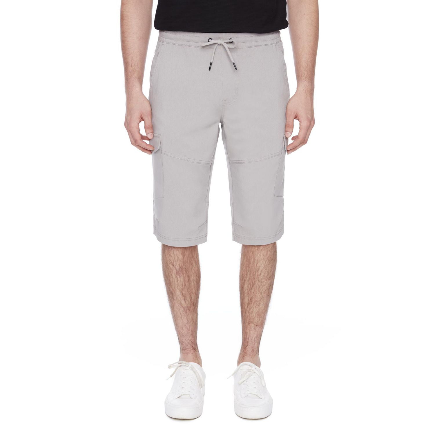 Dark Black Men's Pull on Cargo Capri Short - Cream, Sizes S-XXL