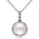 Pendentif Miadora en forme d'auréole avec perle d'eau douce blanche cultivée 8-8,5 mm et diamants 0,10 ct poids total, 18 po – image 1 sur 2