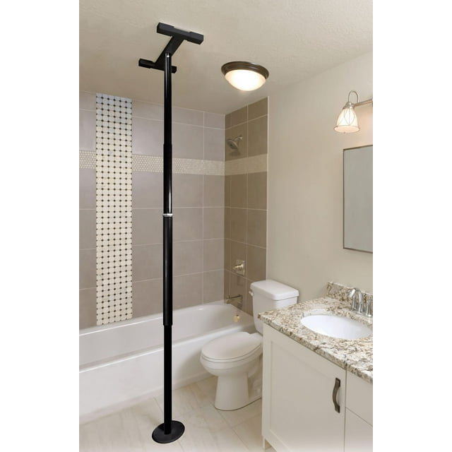 Stander Wonder Pole Slim, Tension Mounted Security Pole, Elderly Floor to Ceiling Grab Bar for Seniors, Bathroom Grab Bar Safety Rail, Supports 300 lbs, Black