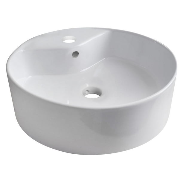 Lavabo vasque rond blanc American Imaginations, 45,72 cm de largeur par 45,72 cm de profondeur, couleur blanc, pour robinet simple.