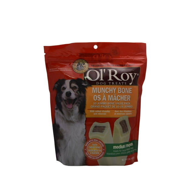 Ol' Roy Munchy Bone 10 Jumbo Bones Value Pack Dog Treats, 800 g