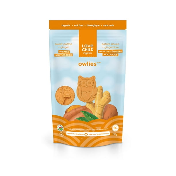 Love Child Organics Biscuits à l'épeautre biologique Owlies - patate douce et gingembre
