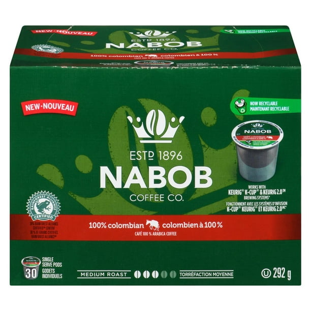 Dossettes de café colombien à 100 % Nabob 292g, 30 Dossettes