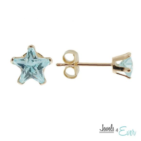 Jewels 4 Ever 9kt Yellow Gold 4 mm Cubic zirconia blue star stud Earrings