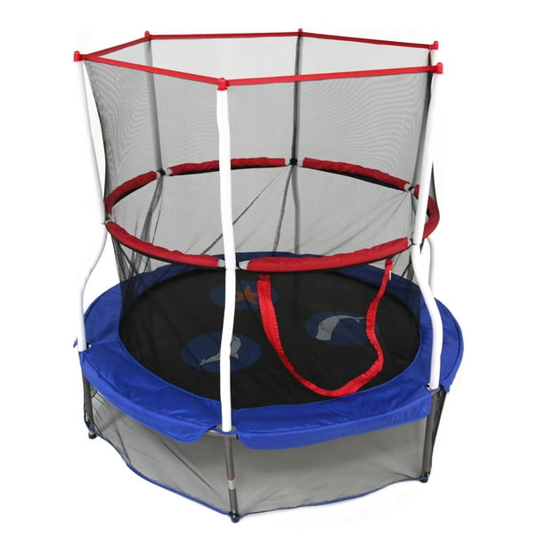 Skywalker 60-in Round Mini Trampoline with Enclosure - Indoor Kids Bouncer  with Padded Handlebar - Blue Pad, Green Foam in the Trampolines department  at