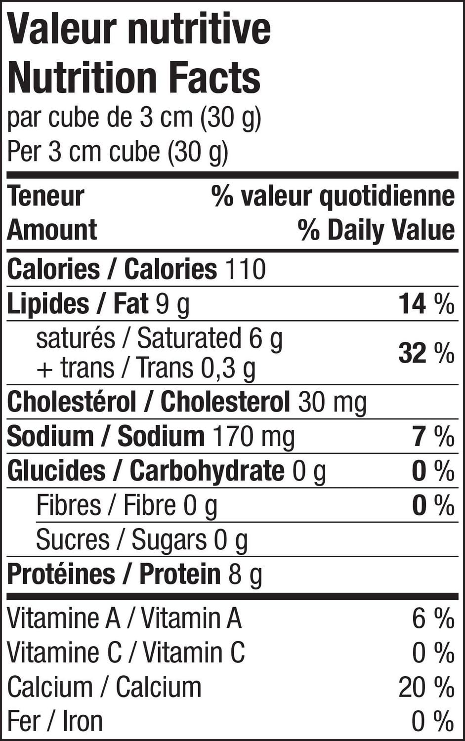 Fromage cheddar doux Riviera à 31 % M. G. 375g