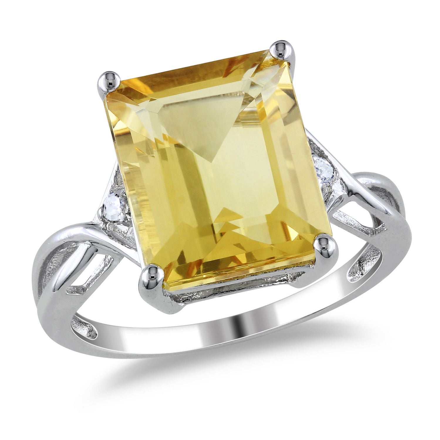 Bague cocktail Tangelo avec citrine et topazes blanches 6,63 ct PBT en argent sterling