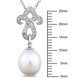 Miadora Pendentif stylisé avec perles d'eau douce blanches de culture en forme de riz 8-8.5 mm et accent de diamants en argent sterling, 18 pouces en longueur – image 3 sur 3
