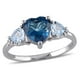 Bague Tangelo avec topazes bleues en forme de cœur 2,20 ct PBT et accents de diamants en argent sterling – image 1 sur 4