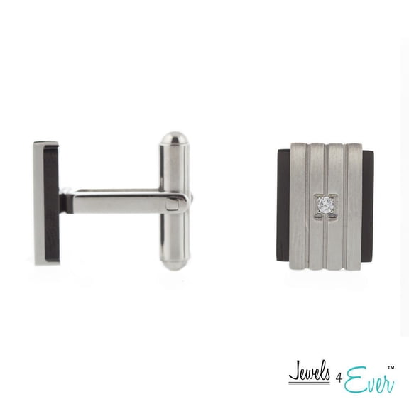 Jewels 4 Ever Stainless Steel CZ Cufflinks