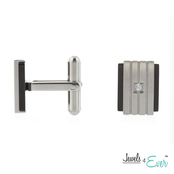 Jewels 4 Ever Stainless Steel CZ Cufflinks