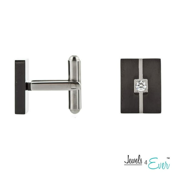 Jewels 4 Ever Stainless Steel Cubic Zirconium Cufflinks