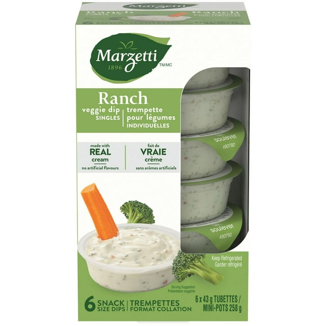 MARZETTI RANCH VEGGIE DIP SNACK PACK, 6x43g