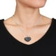 Collier en forme de cœur avec diamants noir 1 ct TW en argent sterling, 17 pouces en longueur – image 2 sur 3