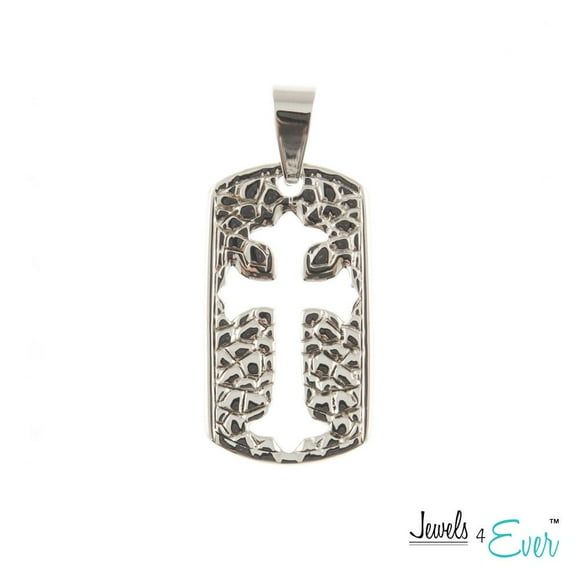 Jewels 4 Ever Stainless Steel Dog Tag Pendant with Cross