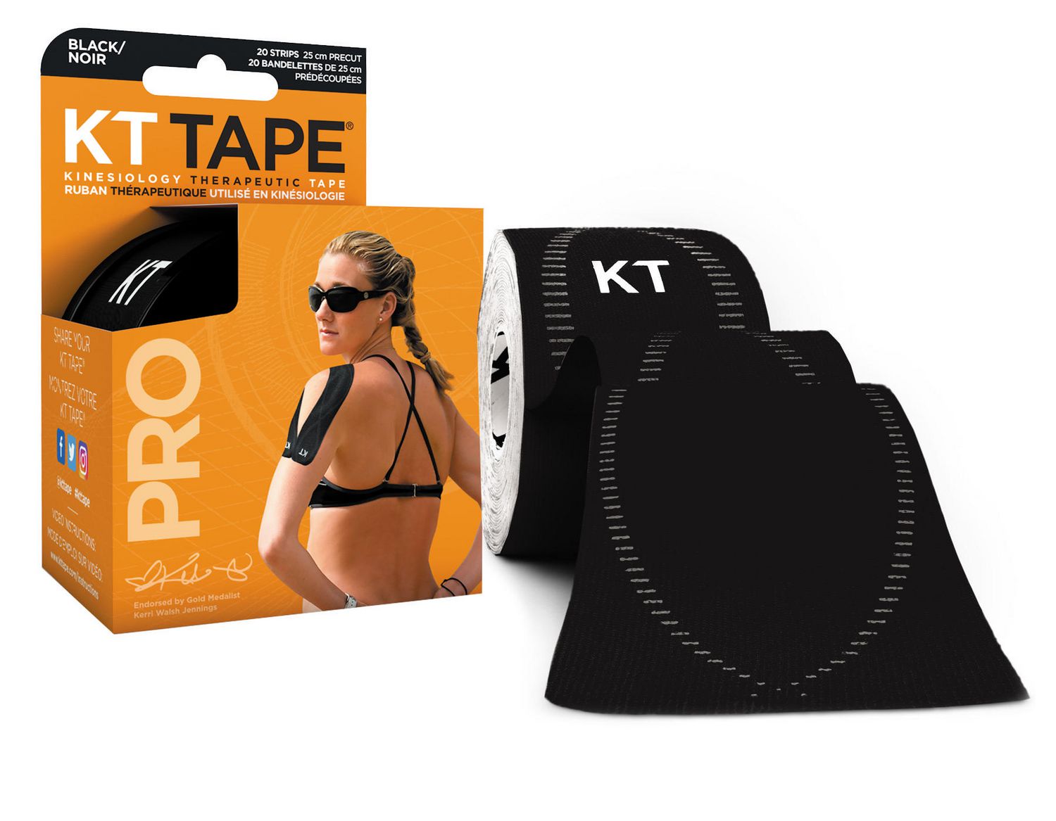 PRO　Strips　Tape,　TAPE　Therapeutic　Kinesiology　Sports　20　KT　Black