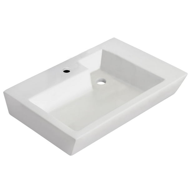 Lavabo vasque rectangulaire American Imaginations, 66,04 cm de largeur par 45,72 cm de profondeur, couleur blanc, pour robinet simple.