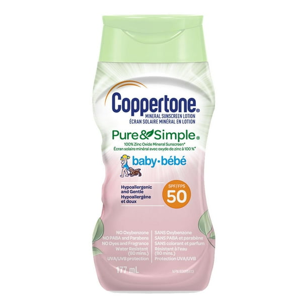 Coppertone Écran Solaire Minéral en Lotion Pure & Simple pour Bébés FPS 50