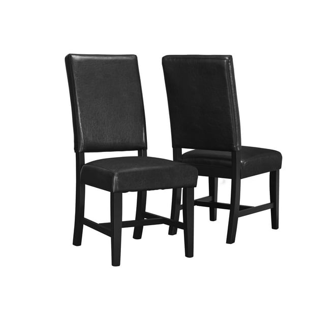 Monarch Specialties Chaise de salle à manger en simili-cuir de 40 po - noire, ens. de 2