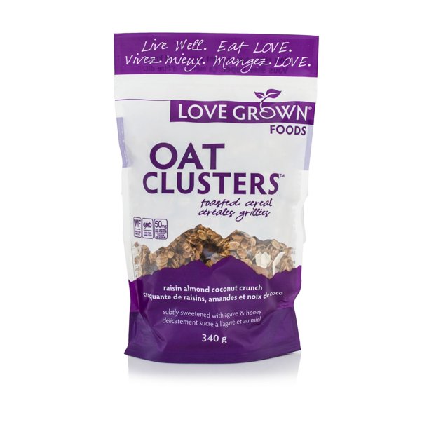 Céréales grillées « Oat Clusters » de Love Grown - raisin amande