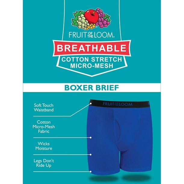 Fruit of the Loom Boys' Breathable Cotton Mesh Boxer Brief, 4-Pack 