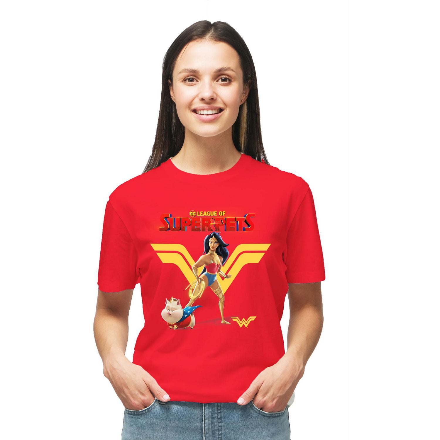 Ladies DC Super Pets Wonder Together Short Sleeve T-Shirt, Sizes: XS-XL