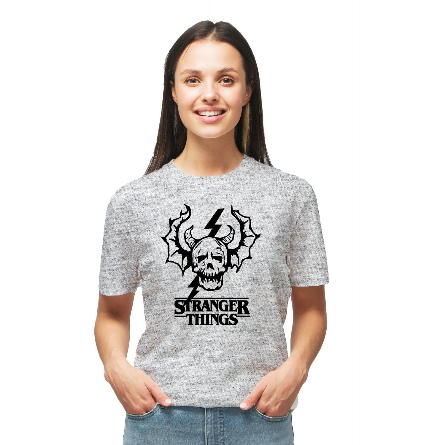 T-shirt manches courtes tête de mort Stranger Things pour femme