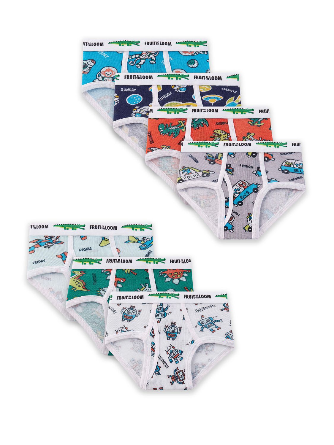  Fruit of the Loom Toddler Boys Days of the Week Briefs Underwear  (7 Pair Pack), 4T/5T, Multi: Clothing, Shoes & Jewelry